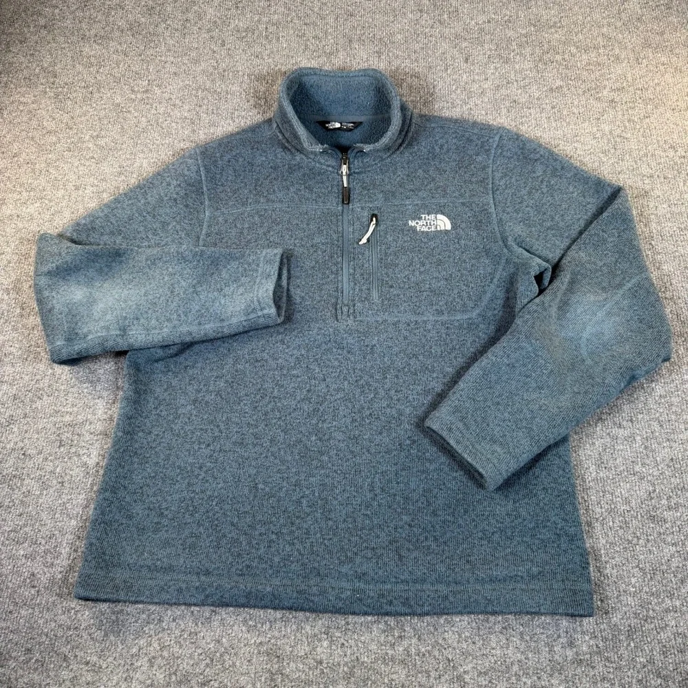 The North Face Gordon Lyons Quarter Zip Fleece Pullover‎ Mens Medium Blue 3106